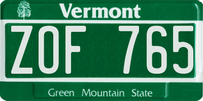 VT license plate ZOF765