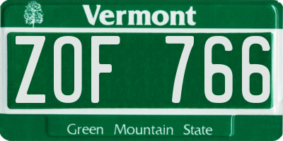 VT license plate ZOF766