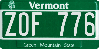 VT license plate ZOF776