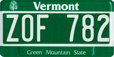 VT license plate ZOF782
