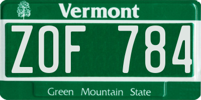 VT license plate ZOF784