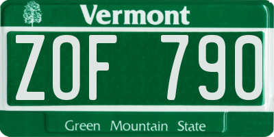 VT license plate ZOF790