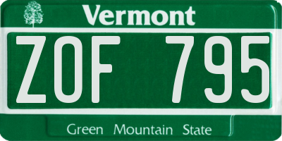 VT license plate ZOF795