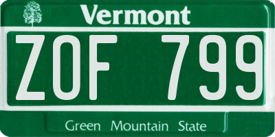 VT license plate ZOF799