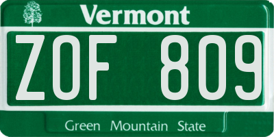 VT license plate ZOF809