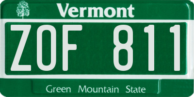 VT license plate ZOF811