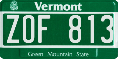 VT license plate ZOF813