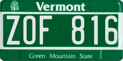 VT license plate ZOF816