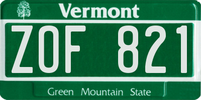 VT license plate ZOF821