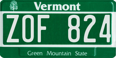 VT license plate ZOF824