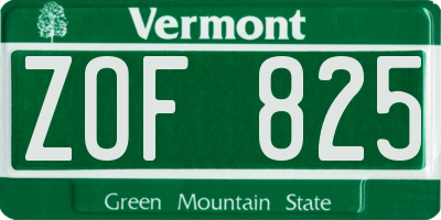 VT license plate ZOF825