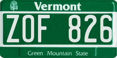 VT license plate ZOF826