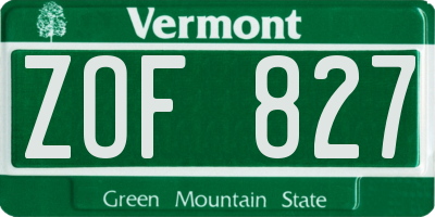 VT license plate ZOF827