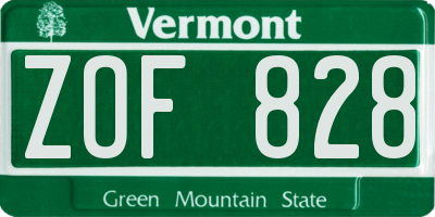 VT license plate ZOF828