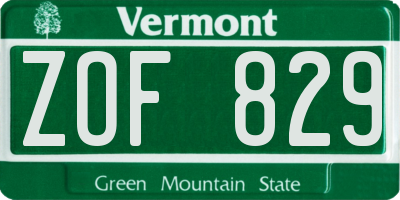 VT license plate ZOF829