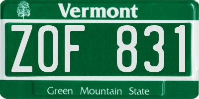 VT license plate ZOF831