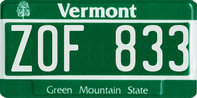 VT license plate ZOF833