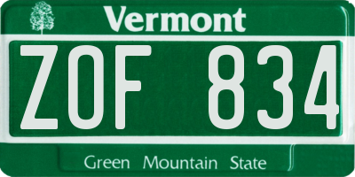 VT license plate ZOF834
