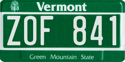 VT license plate ZOF841