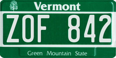 VT license plate ZOF842
