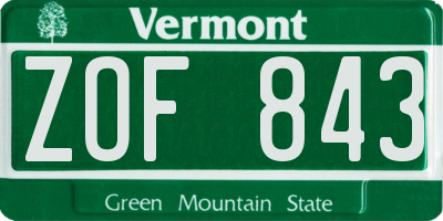 VT license plate ZOF843