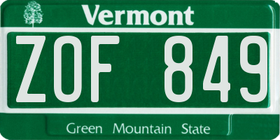 VT license plate ZOF849