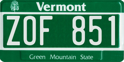 VT license plate ZOF851