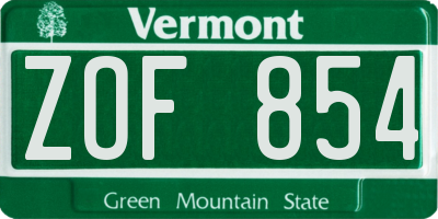 VT license plate ZOF854