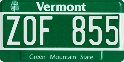 VT license plate ZOF855