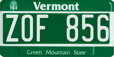 VT license plate ZOF856