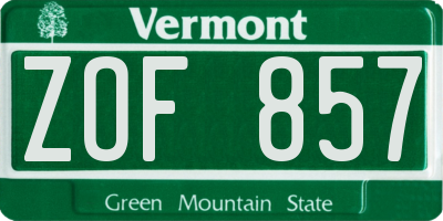 VT license plate ZOF857