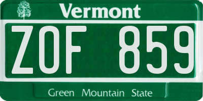 VT license plate ZOF859