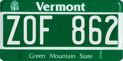 VT license plate ZOF862