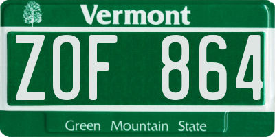 VT license plate ZOF864