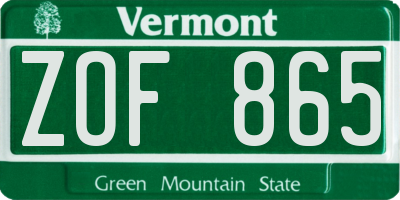 VT license plate ZOF865