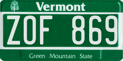 VT license plate ZOF869