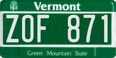 VT license plate ZOF871