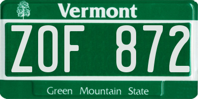 VT license plate ZOF872