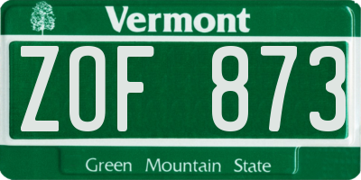 VT license plate ZOF873