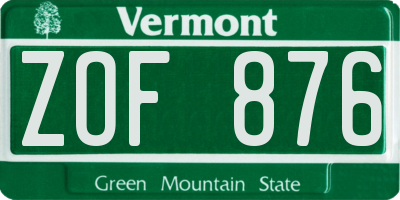 VT license plate ZOF876