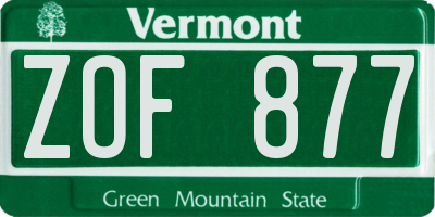 VT license plate ZOF877