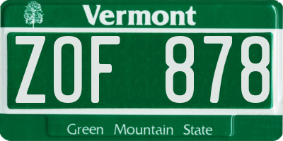 VT license plate ZOF878