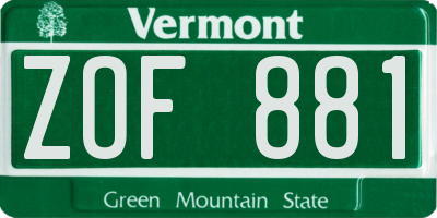 VT license plate ZOF881
