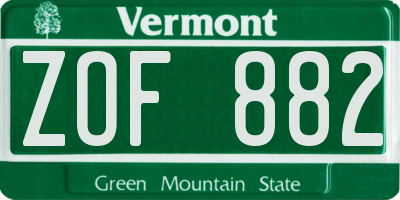 VT license plate ZOF882