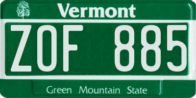 VT license plate ZOF885