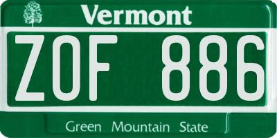 VT license plate ZOF886