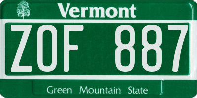 VT license plate ZOF887