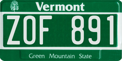 VT license plate ZOF891