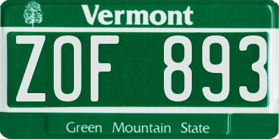 VT license plate ZOF893