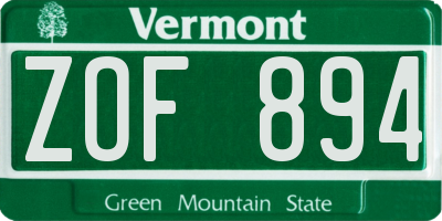 VT license plate ZOF894